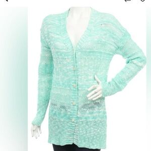 Eesome Light Green Open Knit Cardigan